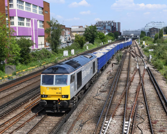 60029 “Ben Nevis” seen at Wimbledon with a construction train. Photo courtesy of DCRail.